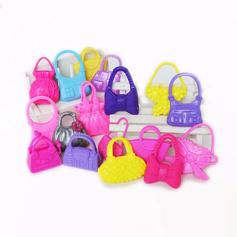 

10 PCS Colorized Fashion Mix Styles Doll Bags Accessories Toy Morden Bags For Barbie Doll Birthday Xmas Gift