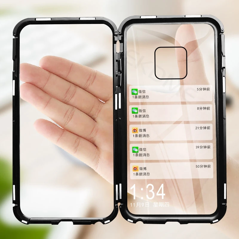 360 магнитный металлический чехол для huawei P30 P20 Lite P20 P30 Pro mate 10 mate 20 Lite, чехол из закаленного стекла на магните, чехол