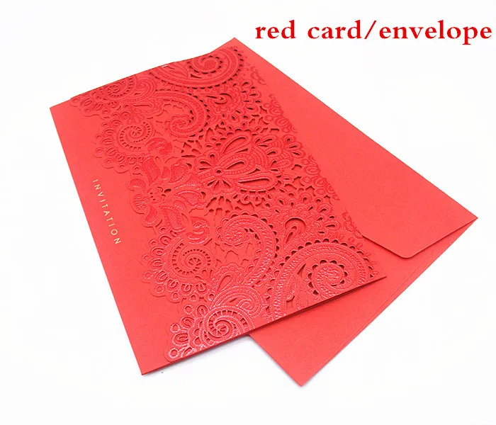 10 X красные/золотые свадебные пригласительные карты полый лазерный разрез Свадебные Изделия для декорации пригласительные карты для гостей