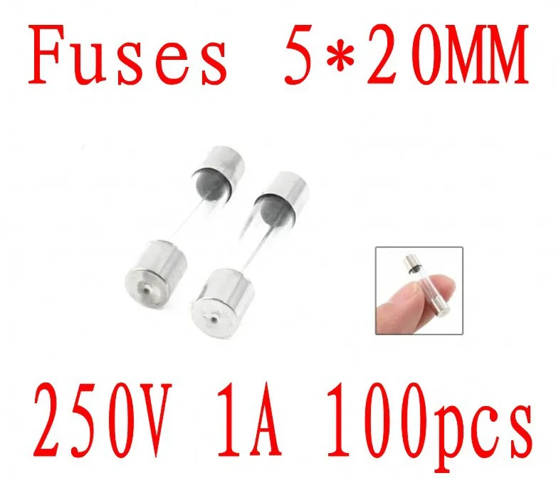 5*20MM Fuses 1A Fast Quick Blow Glass Tube Fuse Kit 250V 1A 100pcsin