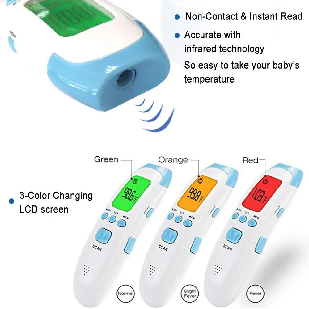 MHKBD FDA Инфракрасный цифровой термометр Многофункциональный точный мгновенное чтение лоб термометр с 3 режимами тела объект комната