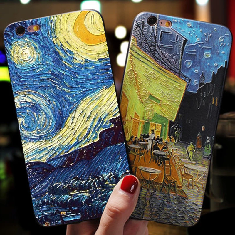 3D рельеф Ван Гог чехол с принтом подставкой откидной крышкой для iPhone 7 8 плюс XS 11 Pro