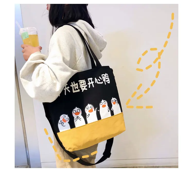 Cute Canvas Shoulder Bag Women Pig Printed Crossbody Bag for Teenager Girls Tote Bag Cartoon HandBag Bolso Mujer Women Bag New_25