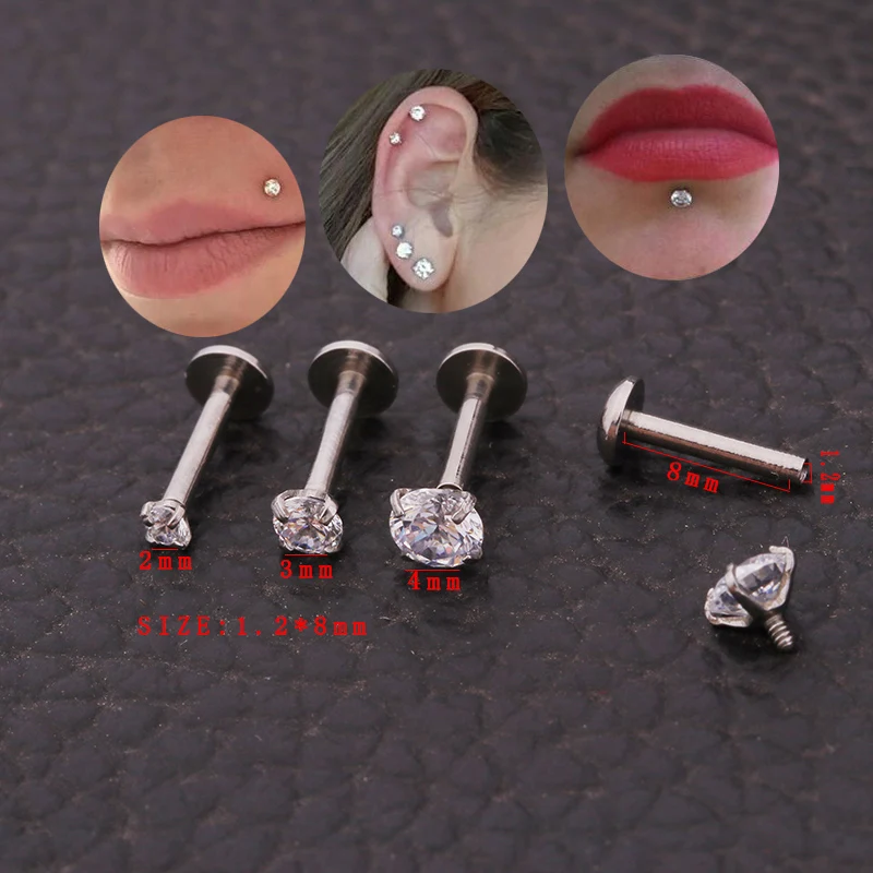 

Sellsets Stainless Steel CZ Labret Ring Lip Piercing Jewelry Daith Earring Ear Piercing