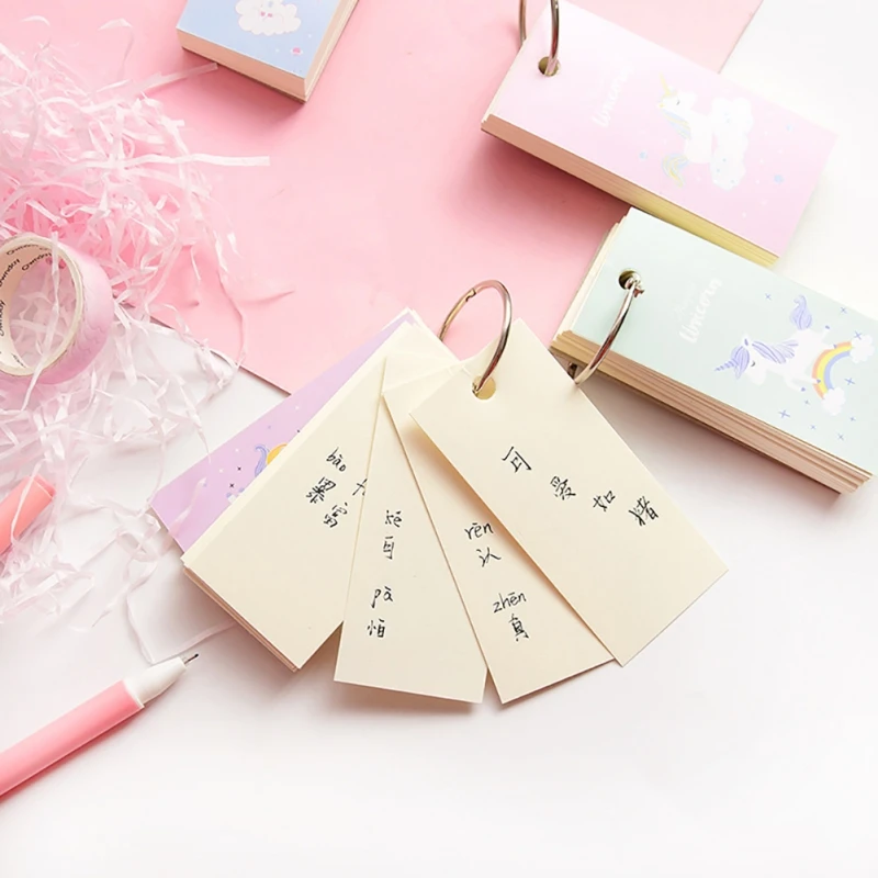 

Cartoon Pattern Binder Ring Easy Flip Flash Cards Study Memo Pads DIY Stationery pocket portable note book