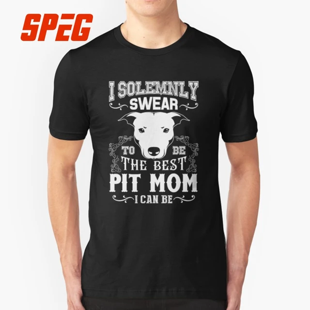 Animal T Shirts The Best Pit Bull Mom Pitbull Men's Round Collar Short