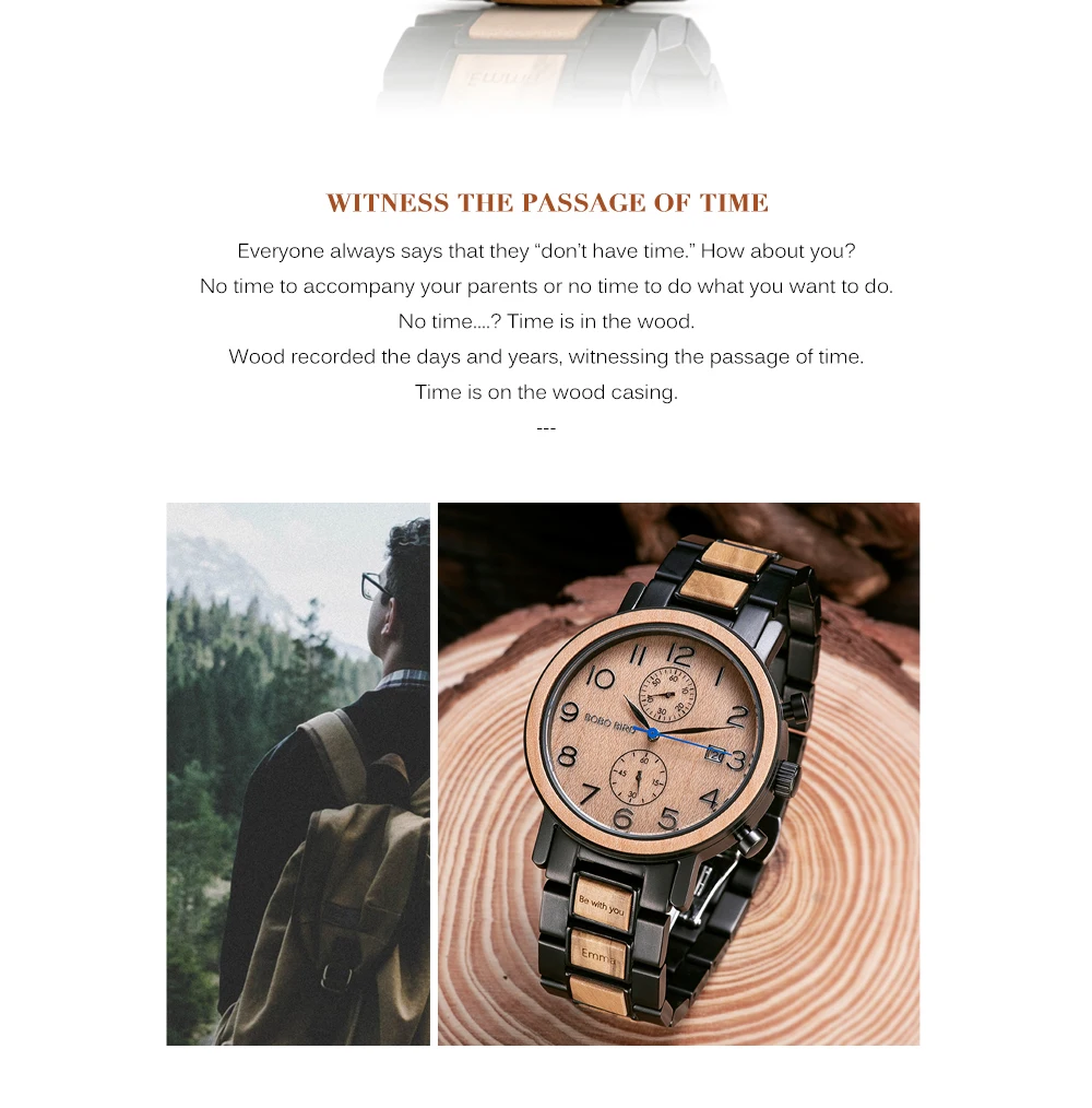 Бобо птица персонализированные мужские часы хронограф из нержавеющей стали роскошные часы лучший подарок для Него montre homme