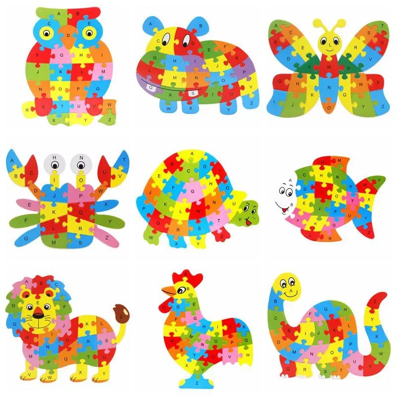 

Puzzles Wooden Toys Puzzle For Kids Animal Educational Jigsaw Baby Toy Alphabet 26-letter Numbers Alphabet Learning Kid Puzzles