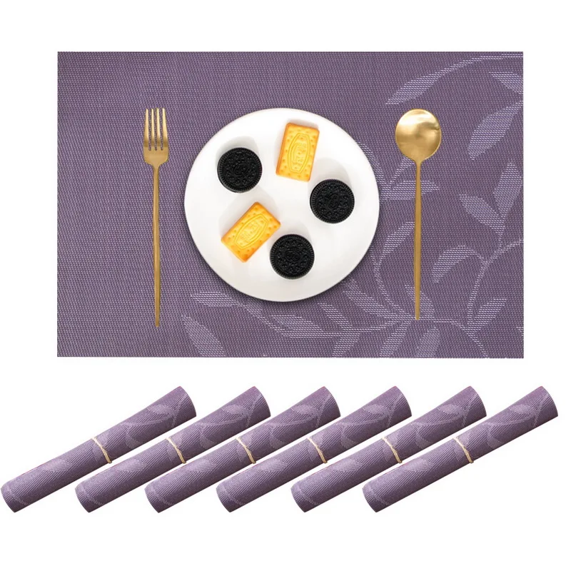 6pcs purple Hoomall 6 шт./компл. столовых моющиеся посуда колодки Кухня Коврики на стол ПВХ Столовая салфетка декоративные тарелки для обеденного стола - Цвет: 6pcs purple