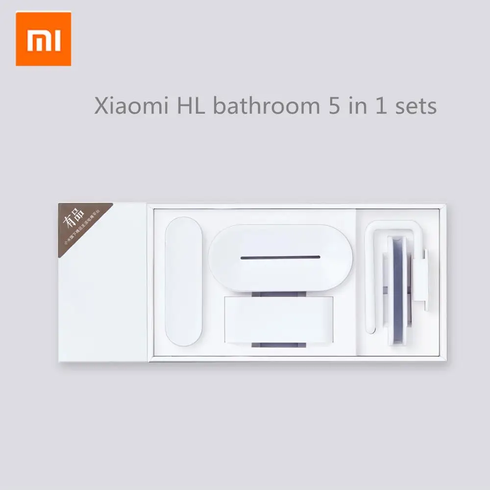 [Горячий] xiaomi mijia HL Ванная комната 5 в 1 наборы для мыла крюк Коробка для хранения и держатель телефона для ванной комнаты душевая комната инструмент - Цвет: 5 In 1 Kit