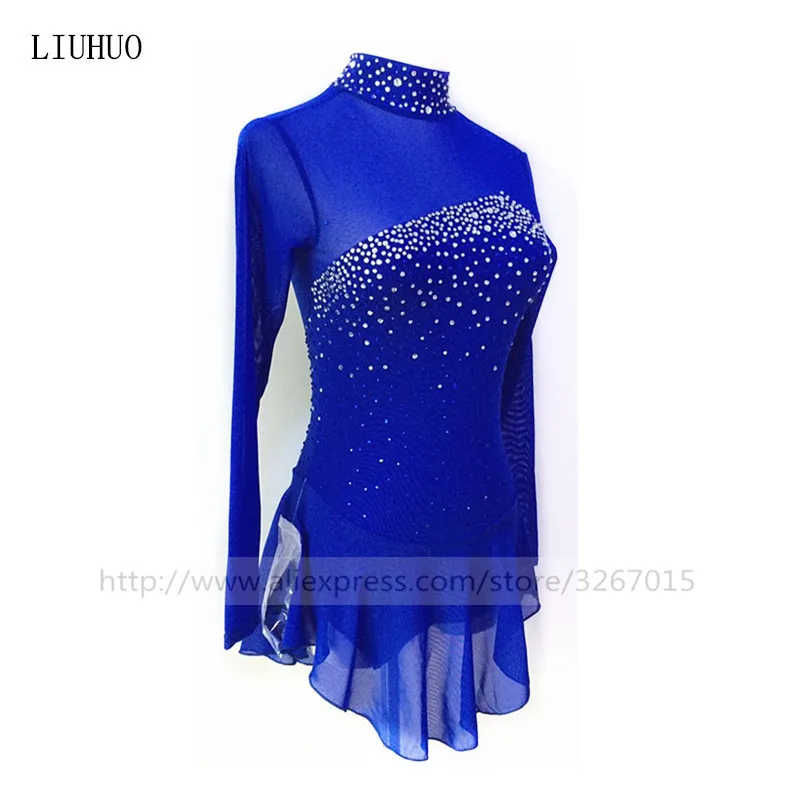 Фигурное катание платье Для женщин девочек Катание на коньках платье синий свет и элегантный словосочетание больших и малых воды drillbeautiful