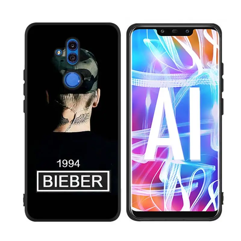 For Huawei Honor Mate 7C 7A 8 8X 9 9N 10 20 Nova 3 3e 3i 4 Pro Lite Black Silicon Phone Case Fashion justin bieber Style