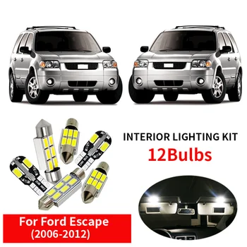 

12x Car Accessories LED Light Bulbs Interior Kit Canbus For 2006-2012 Ford Escape Led Map Dome Trunk Step/Courtesy License Plate