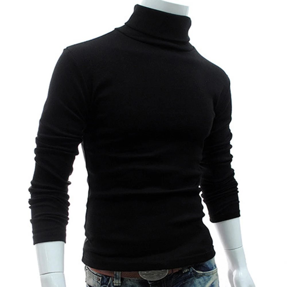 

Men's High Collar Slim Muscle T Shirt Long Sleeve Tops T-shirt Pullover Plus size
