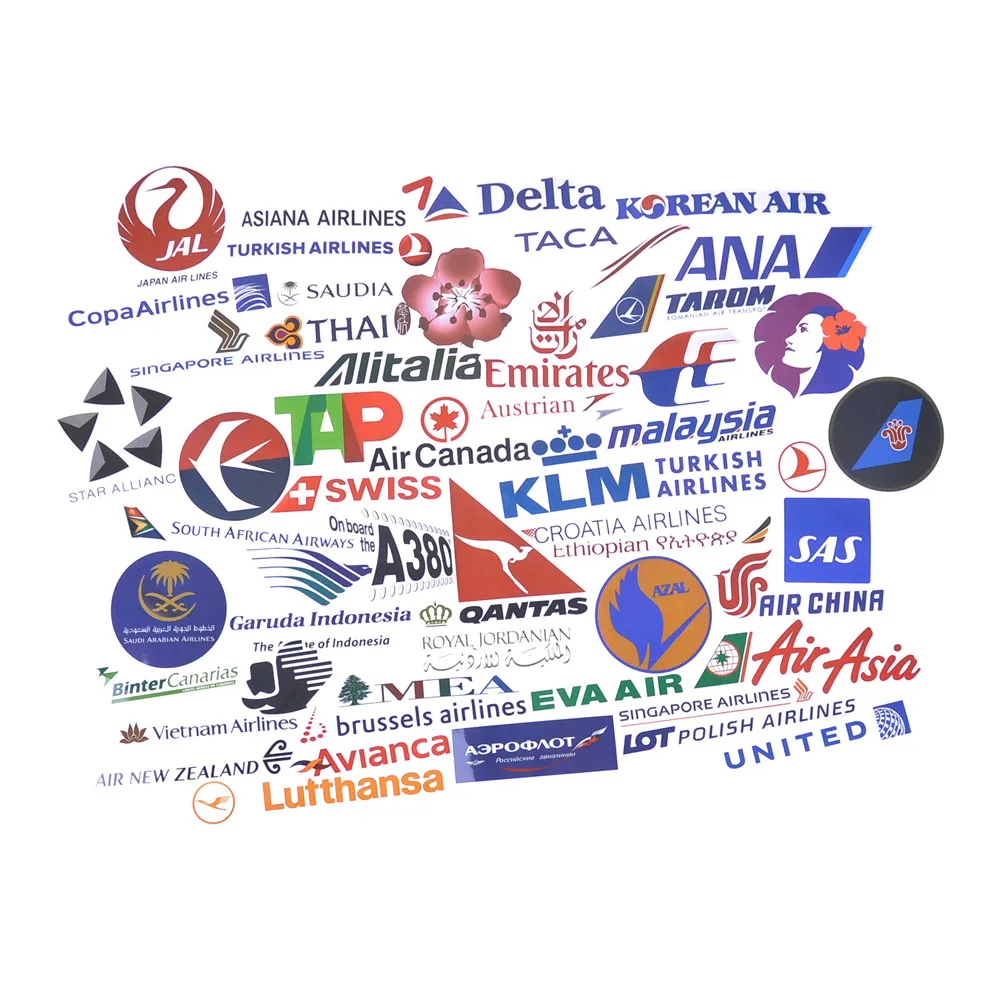 52Pcs Airline Logo High Quality Stickers Aviation Travel Trip For Suitcase Laptop Decal Fashion DIY Waterproof Sticker | Игрушки и хобби