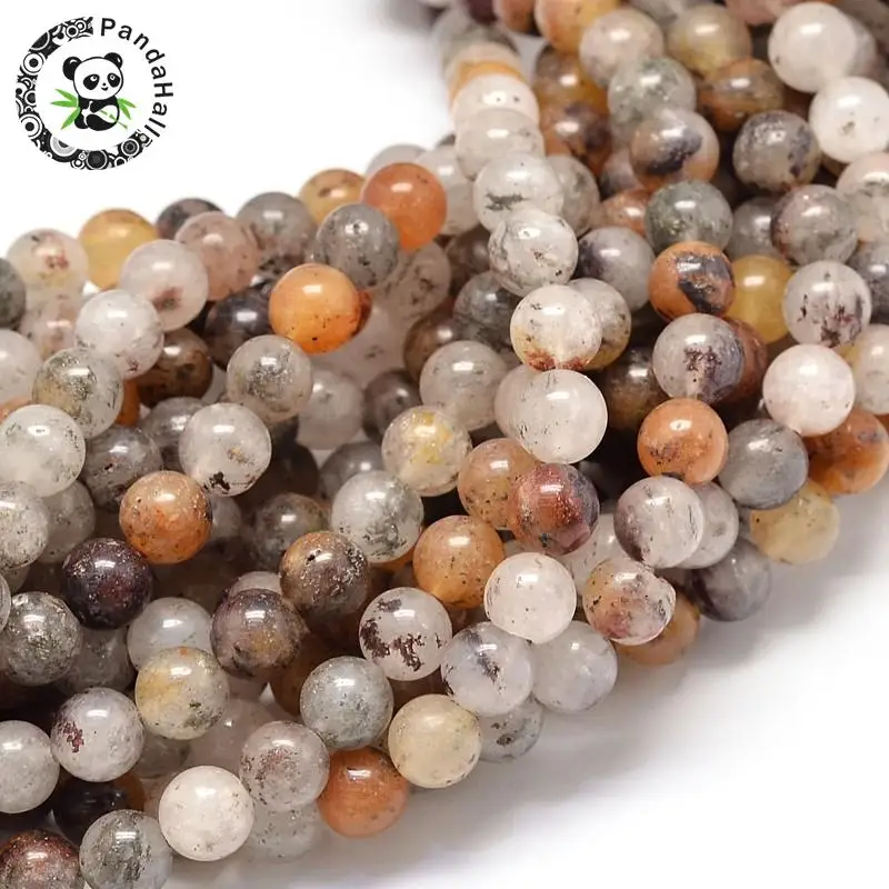 

Natural Lodolite Quartz Round Bead Strands, 6mm, Hole: 1mm; about 62pcs/strand, 15.5"