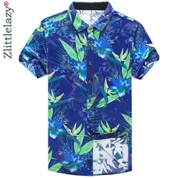 2019 брендовая Повседневная летняя обувь с коротким рукавом slim fit Цветочная гавайская рубашка Мужская Уличная социального платье мужские