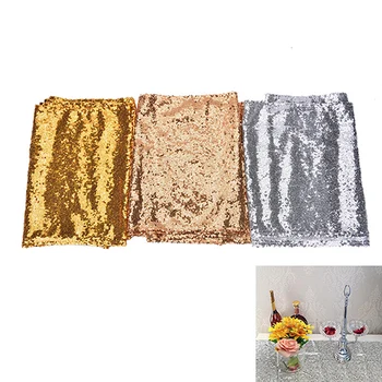 

1Pcs Embroidery Mesh Sequin Tablecloth Sequin Table Overlay for Wedding/Party Decor Home Textile 3 Colors 30x180cm