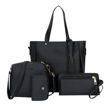 Ishowtienda 4 pçs conjunto de saco de mulher moda feminina bolsa e bolsa de ombro de quatro peças tote mensageiro bolsa transporte da gota(China)