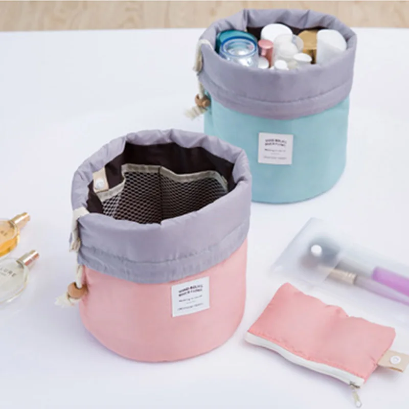 

Barrel Shaped Travel Drawstring Cosmetic Bag Make up Bag Cosmetic Organizer Storage Bags Necessaries for Women Makeup