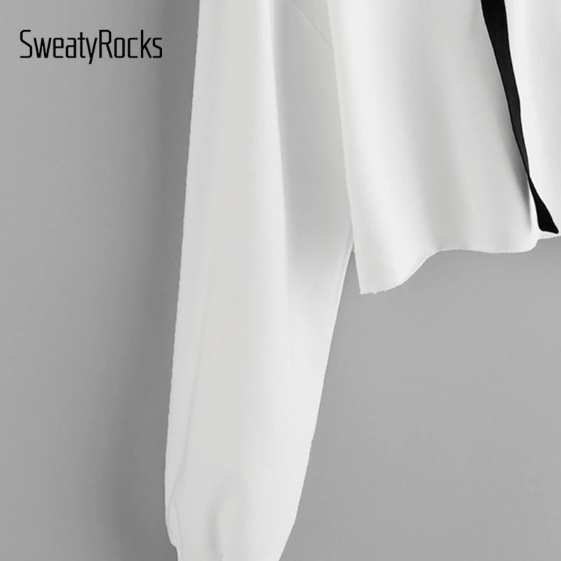 SweatyRocks الأبيض قطرة الكتف رداء ذو قلنسوة المرأة إلكتروني طباعة طويلة الأكمام عارضة البلوفرات البلوز 2018 الخريف أعلى SweatyRocks الأبيض قطرة الكتف رداء ذو قلنسوة المرأة إلكتروني طباعة طويلة الأكمام عارضة البلوفرات البلوز 2018 الخريف أعلى