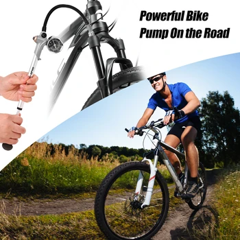 

300PSI Front Fork and Rear Suspension Pump for Schrader Valve High Pressure Pump Bicycle Pump with Pressure Gauge and Lever Lock