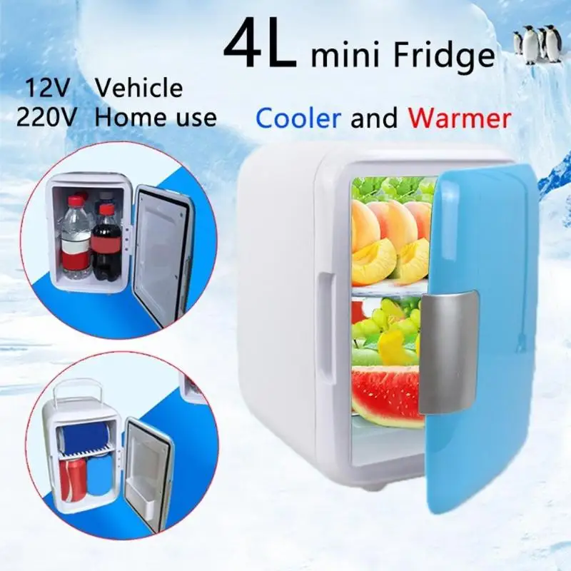 Двойное использование 4л автомобильный домашний холодильник Ультра тихий пивной охладитель автомобильный мини-холодильник морозильная камера охлаждающая нагревательная коробка холодильник крутой