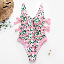 Bikinx бикини с цветочным принтом mujer, монокини, клетчатый купальник, сдельные боди, сексуальный купальник с высокой посадкой, бандажный купальник