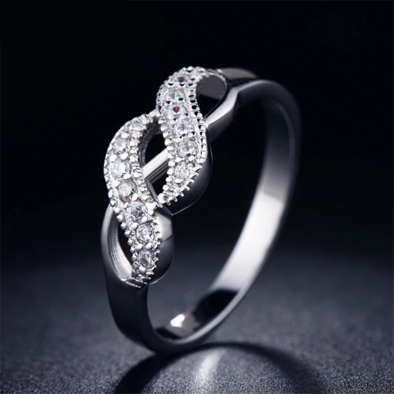 

JEXXI Factory Price Full Clear Crystal Rings For Woman 925 Sterling Silver Cubic Zircon Engagement Wedding Finger Ring