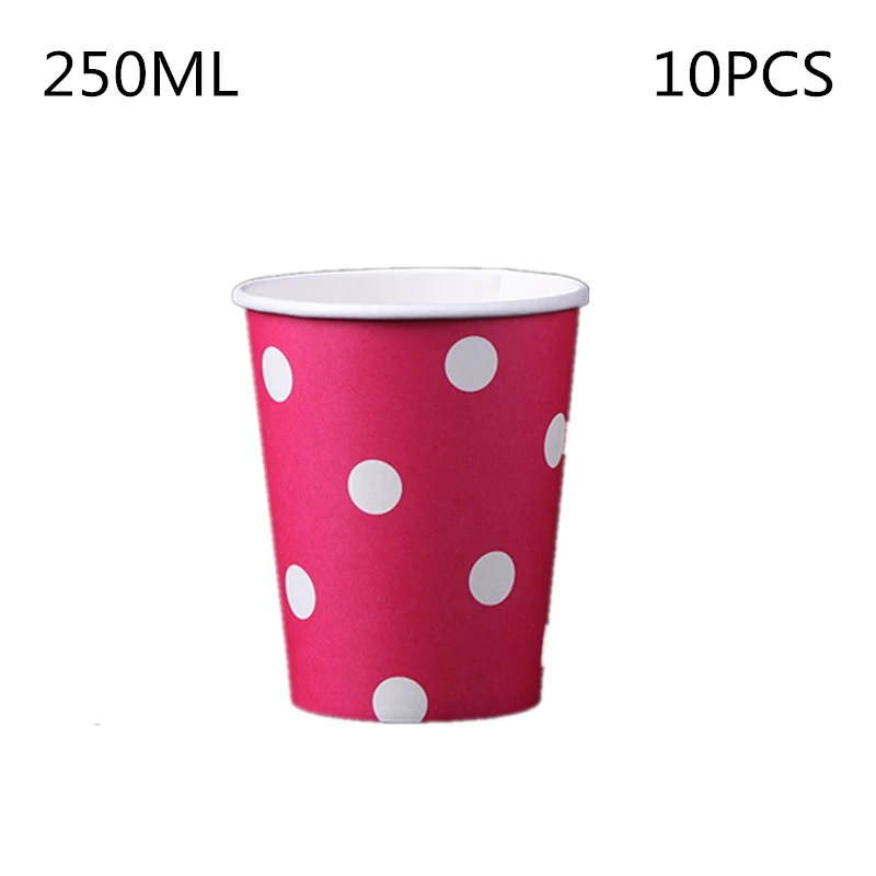 

10pcs/set Rose Red Dot Disposable Tableware Party Paper Plates Baby Shower Birthday Party Supplies Paper Cups Tableware