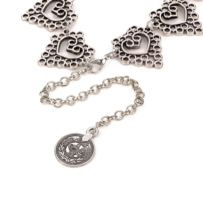 Ретро Boho пляжное колье винтажное полое сердце Чокеры Колье Ожерелье для женщин