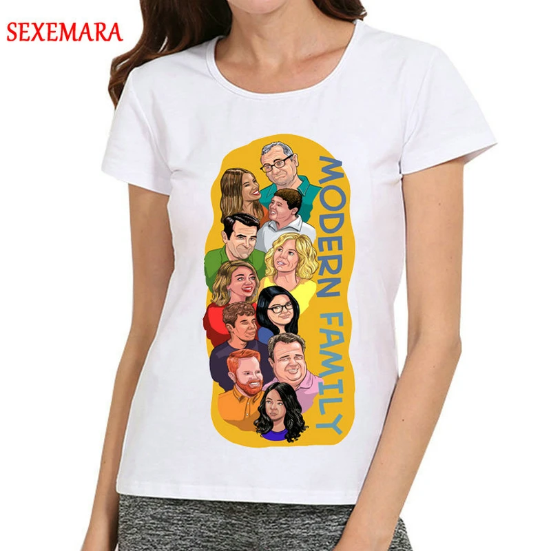 Women Modern Family T Shirt Short Sleeve White Color Modern Family T