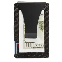 Мужской держатель для карт, тонкий карбоновый держатель для кредитных карт металлический кошелек против сканирования Функция чехол для карт монеты наличные