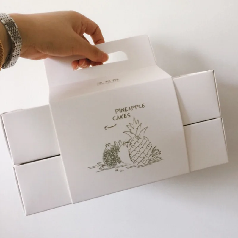 

3PCS Kraft Paper Pineapple Cake Box Set Cookie Gift Baking Package Tote Bag Wedding Party Candy Favour Paper Gift Bag Boxes