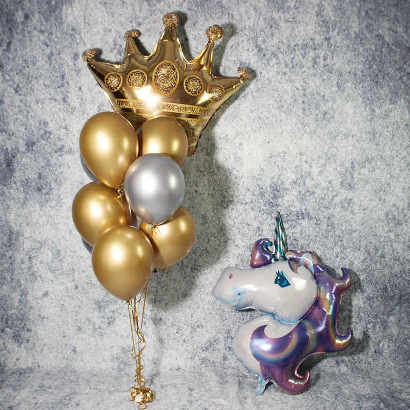 gold crown foil balloon latex balloons (7)