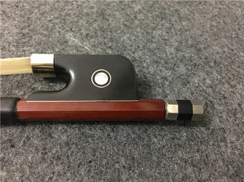 

Brazil black snakeskin Cello bow. Binocular mosaic. Silver winding. Ebony tail base. Mongolia white horse tail #1802