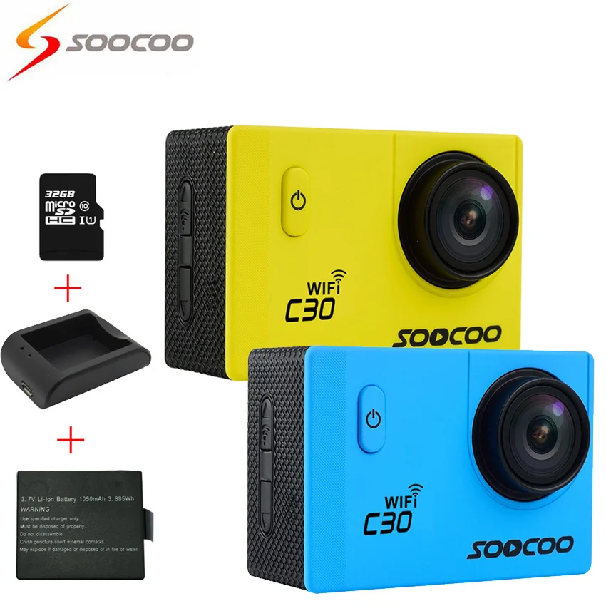 

[Battery+Charger+32GB] SOOCOO C30 4K Gyro HD Wifi Action Camera 70-170 Degrees 2LCD Sport Cameras Deportiva Mini Camcorders Cam