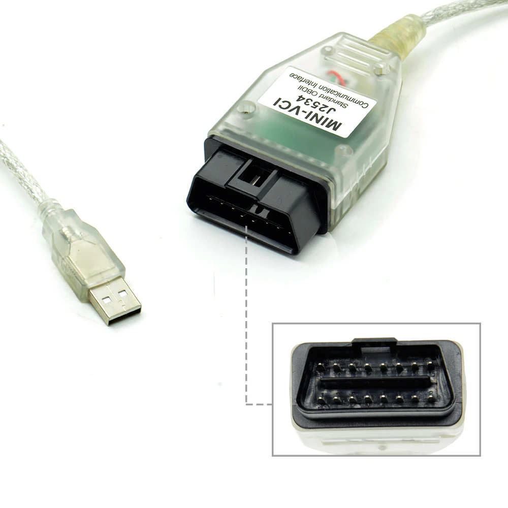 Новое поступление Одиночный кабель Mini-VCI J2534 для TOYOTA TIS Techstream V13.00.022 диагностический кабель MINI VCI