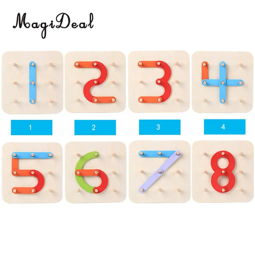 MagiDeal Column Letter Number Wooden Building Blocks Montessori Early Education Toys for Children Baby Toddler Preschool Kids