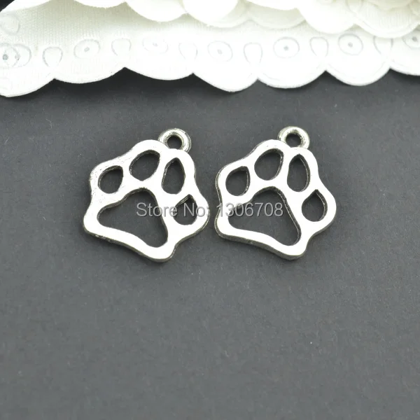 

100pcs Antique metal tibetan silver charms paw print jewelry pendants for diy necklace bracelet jewelry findings 20*16mm Z42877
