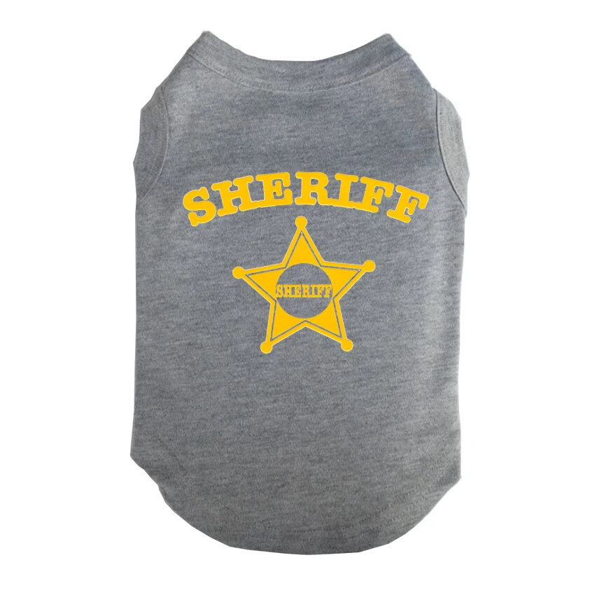 Одежда для щенков с принтом шерифа, футболки, летние футболки для маленьких и средних размеров