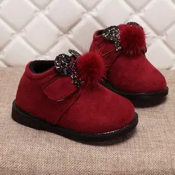 Осенне-зимняя детская обувь для маленьких девочек, модная бархатная хлопковая обувь, детская обувь принцессы на плоской подошве, теплая