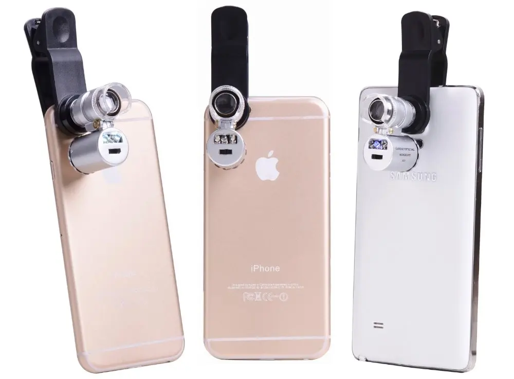 

Universal 60X Clip on Pocket Microscope Magnifier Lens with LED & UV Lights for Mobile Smart Phone iPhone Sumsung HTC Sony CL-49