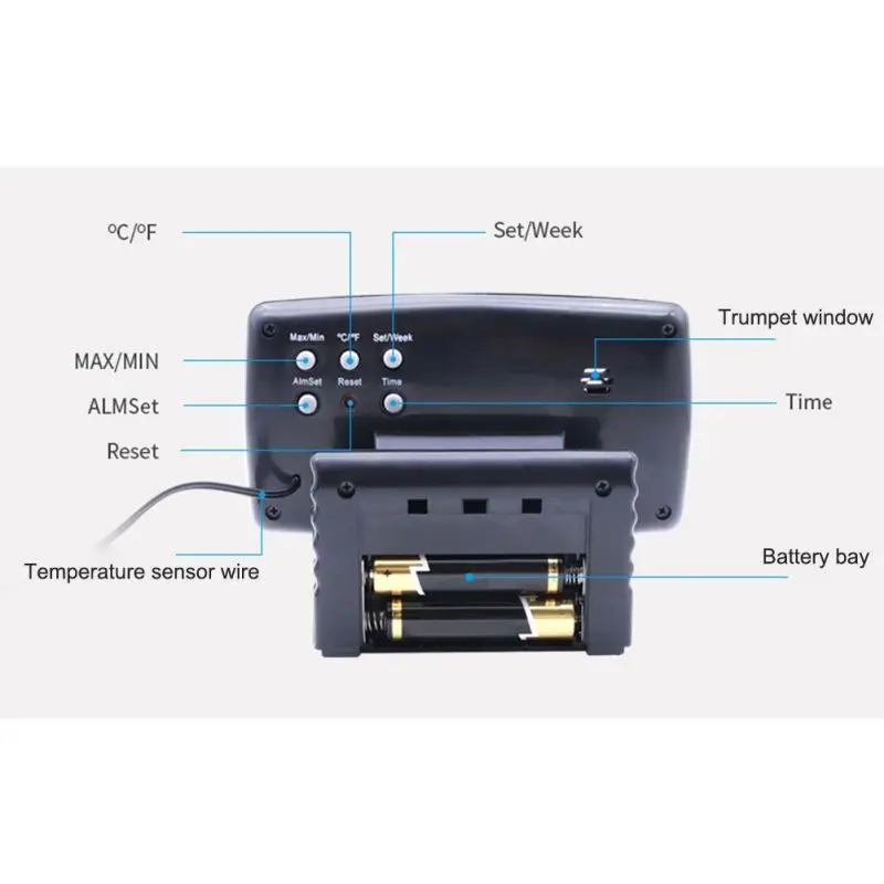 New Auto Accessories Electronics Internal and External Dual Temperature Car Electronic Clock Watch Car Thermometer Luminous New