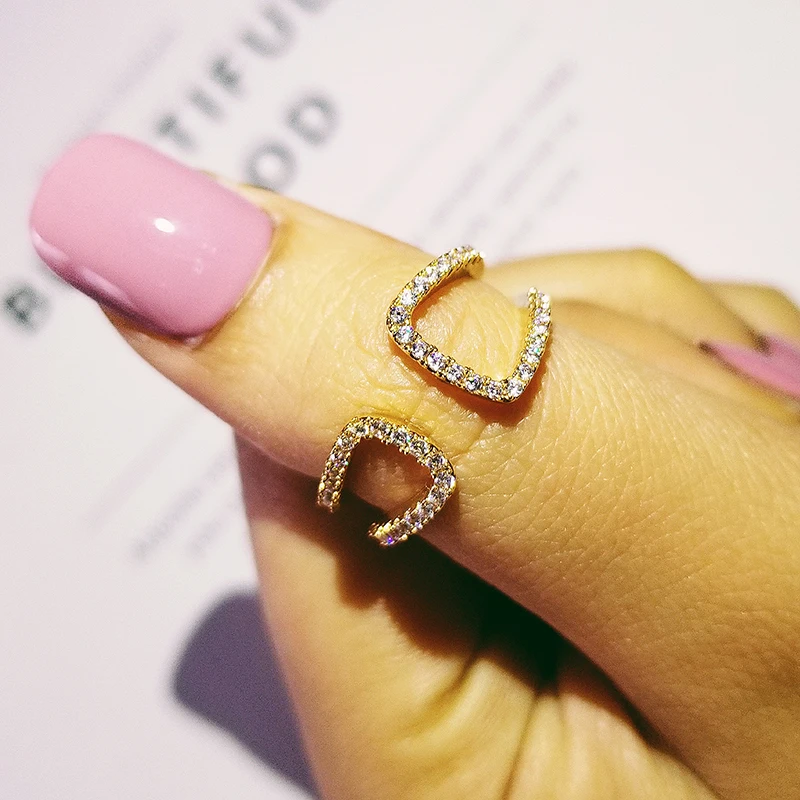 Серебро/золото Цвет Черный Цирконий bague anel promise модные регулируемые Открытые Кольца для женщин палец ювелирных изделий R4674