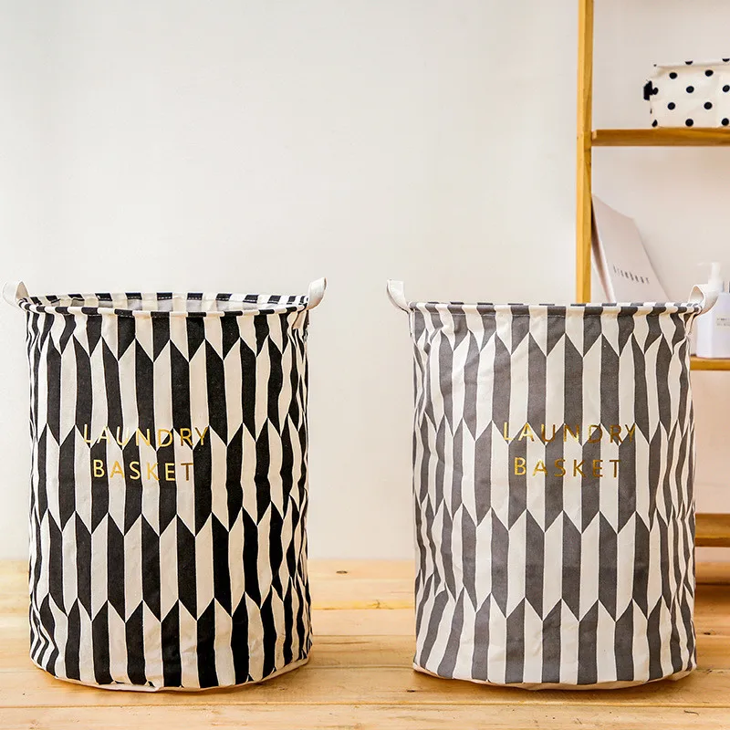 40*50cm Geometric Dirty Clothes Basket Golden Letters Printed Basket
