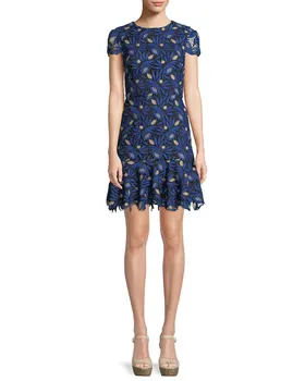 

PIXY Royal Blue Chemical Lace Dress Midi Party Dresses Women Tunic bodycon Mermaid Dress Ruffles vestidos Ladies sukienka Summer