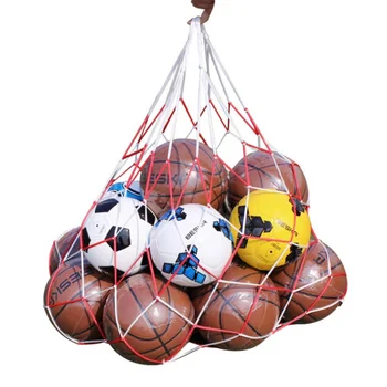 

white-red lattice cord basketball sports ball mesh net ball Soccer net bag Portable Equipment net bag ST