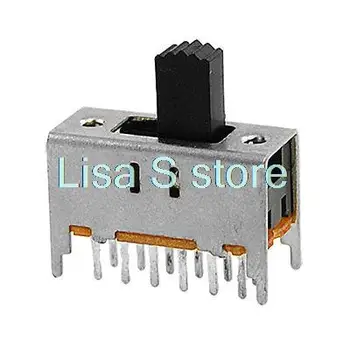 

10 Pcs 12 Pin On/On 2 Position 4P2T 4PDT Mini Vertical Slide Switch 0.3A 50V DC SS-42F01G9