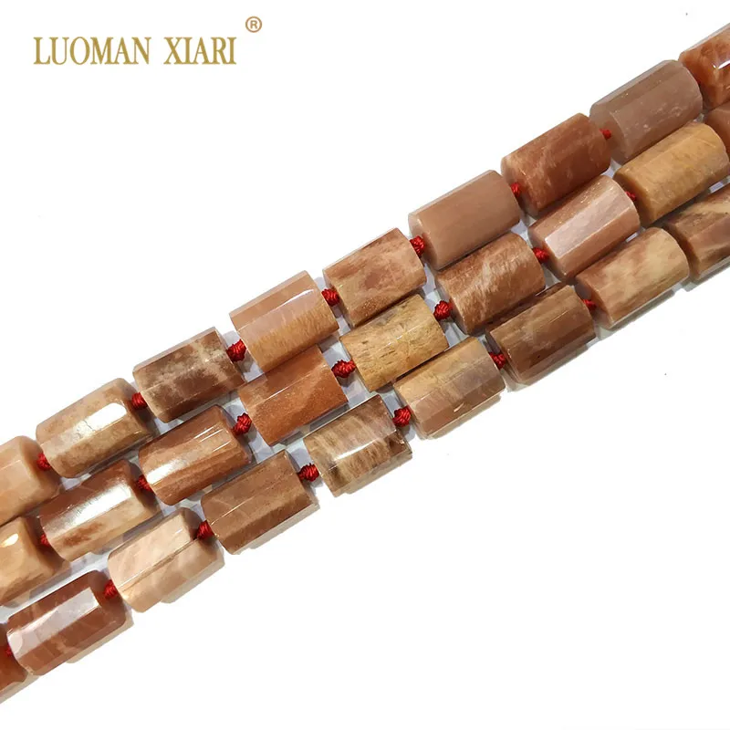 100% Natural Sunstone Cylindrical Shaped Facted Stone Beads For Jewelry Making DIY Bracelet Necklace Size 11*16 mm Strand 15&quot |